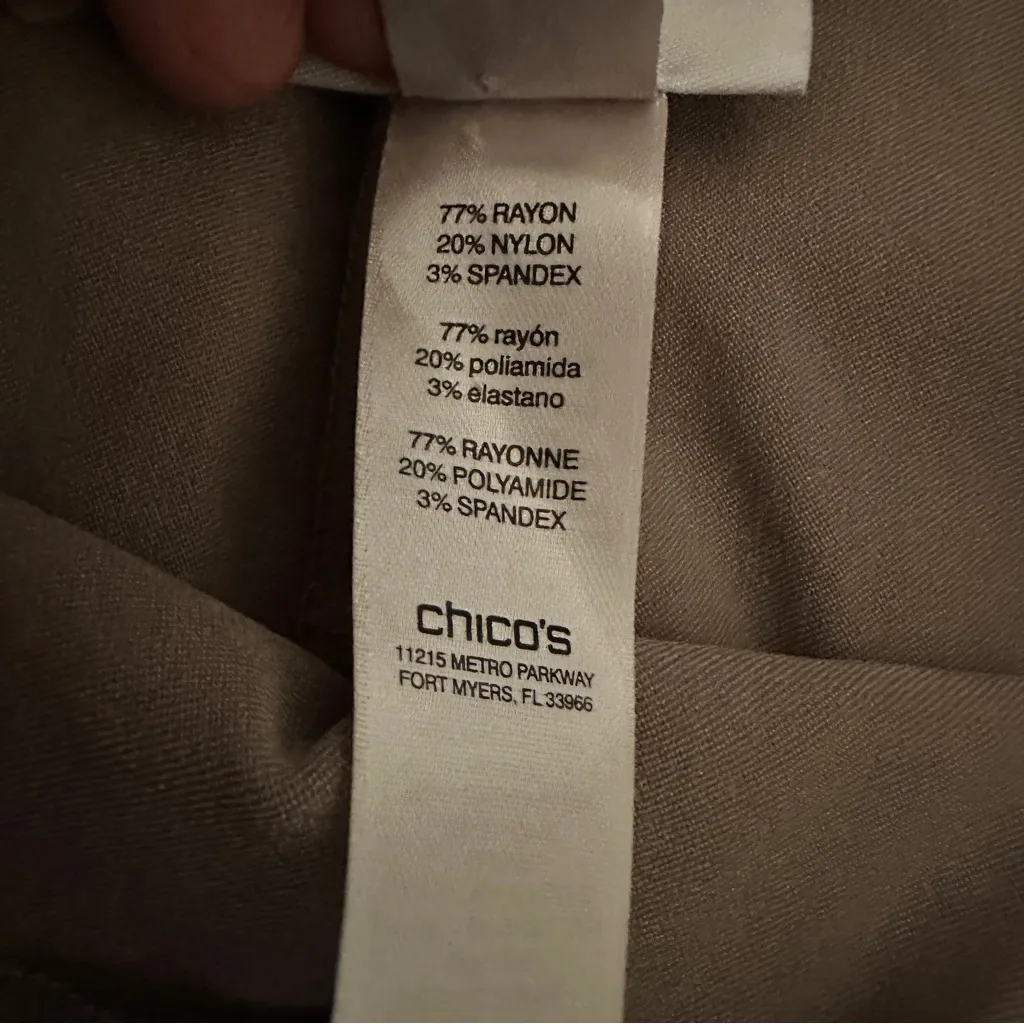 Chicos Perfect Stretch Josie Slim Ankle Straight Leg Taupe Pants Trousers Size 1 - Image 10