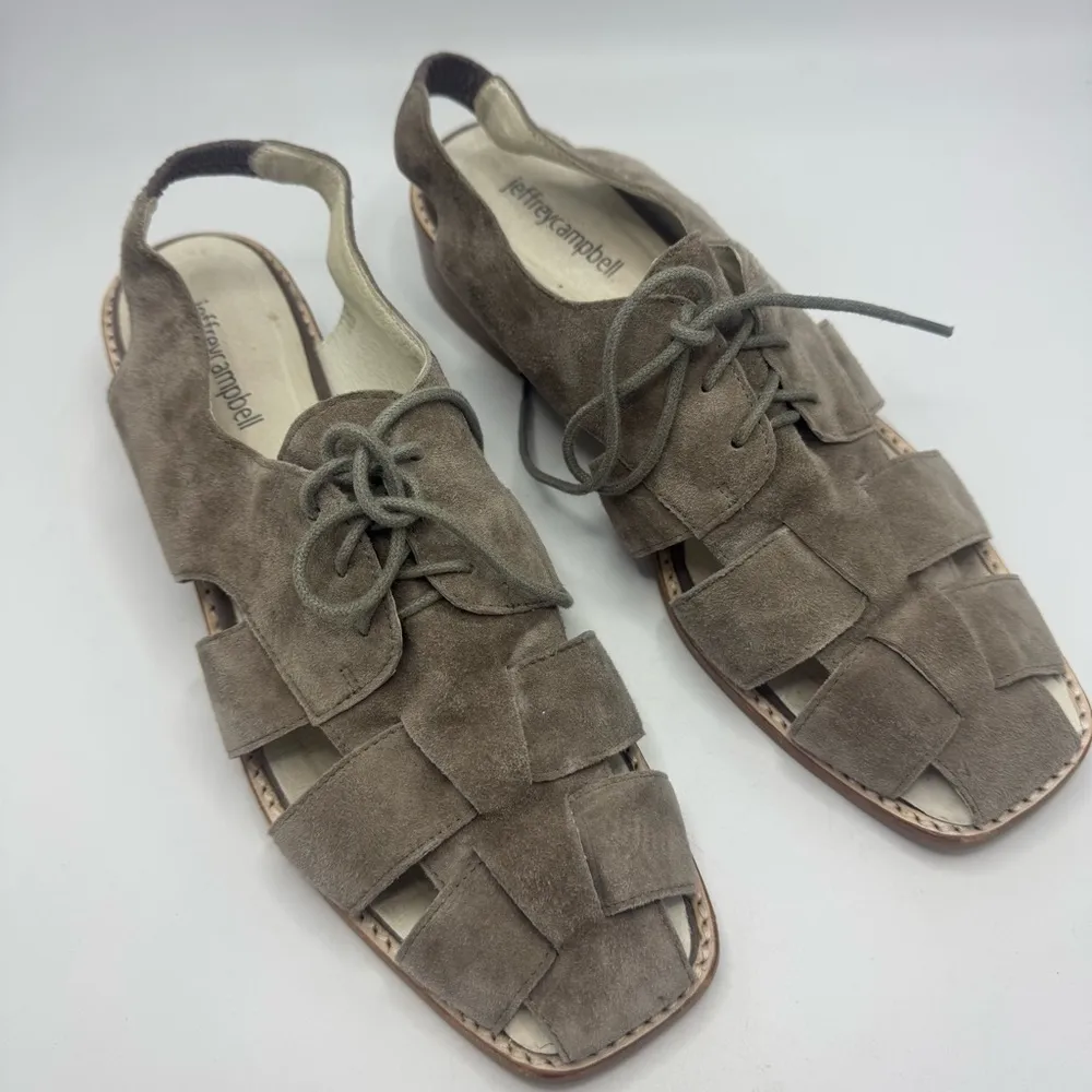 Jeffrey Campbell Gustave Suede Sandals Size 10 Gray Shoes - Image 6