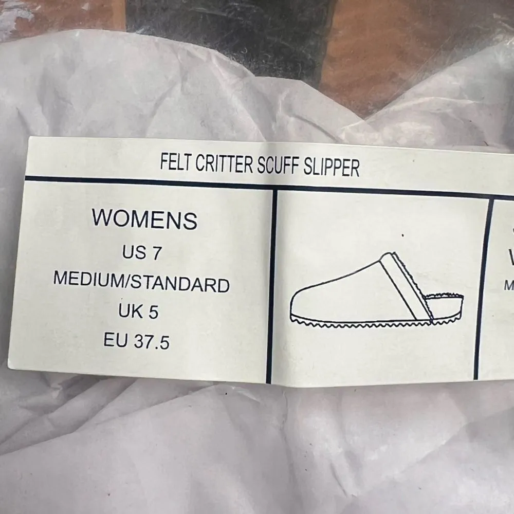 Lands End Women’s Felt Critter Gingerbread Slippers NWT 7 Brown - Image 4