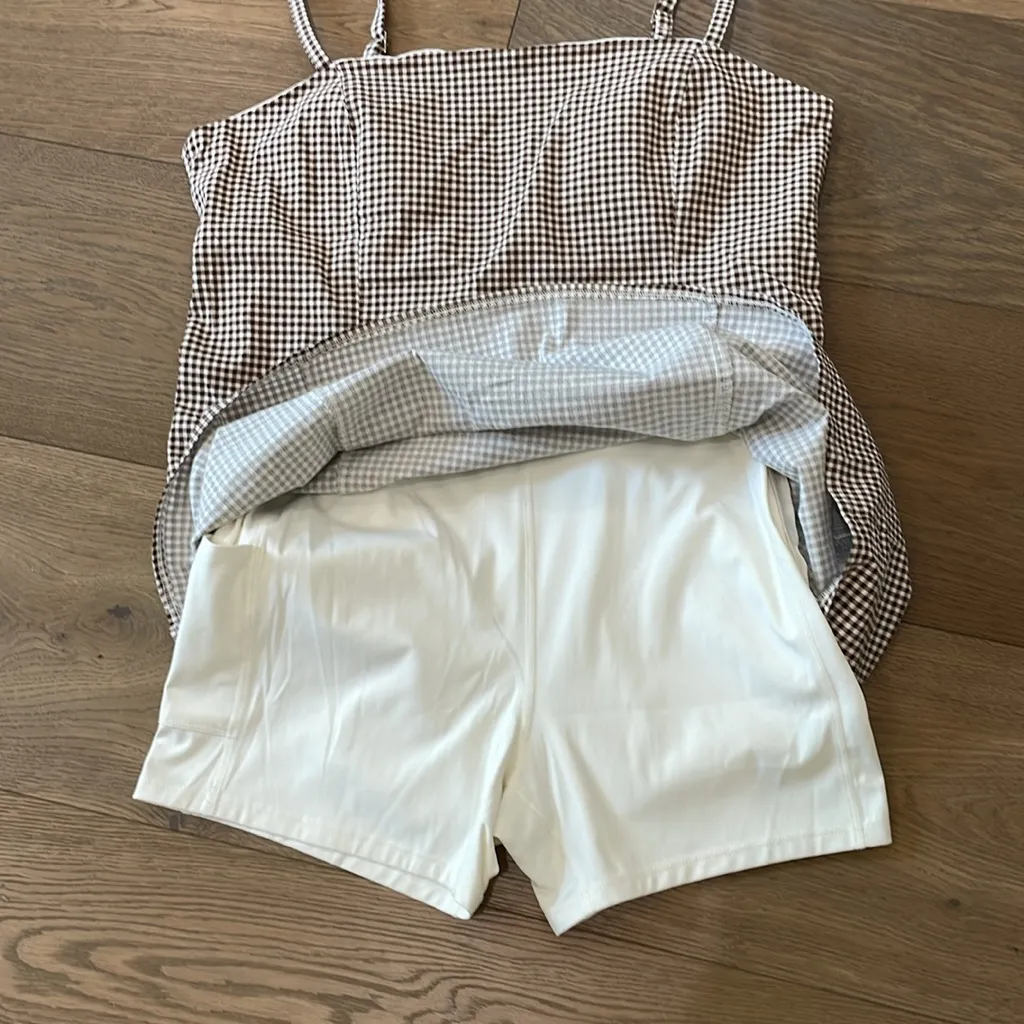 Abercrombie & Fitch Bra-Free Everyday Skort Dress In Brown Gingham Size XL NWT - Image 12