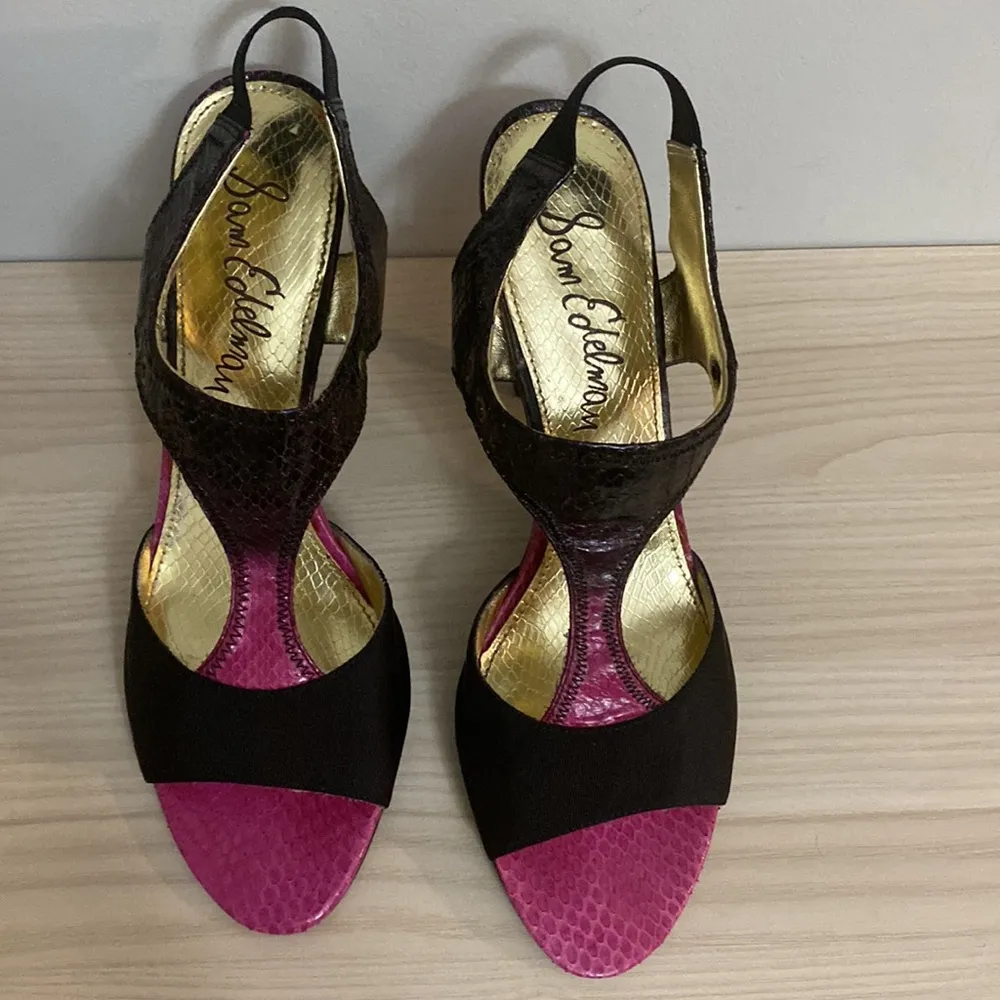 Sam Edelman women’s pink/black high heels sandals size 9.5 - Image 3