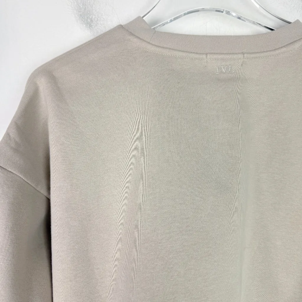 NWT IVL Collective Cropped Crewneck Sweatshirt Cotton Fleece Stone Size Medium M - Image 9