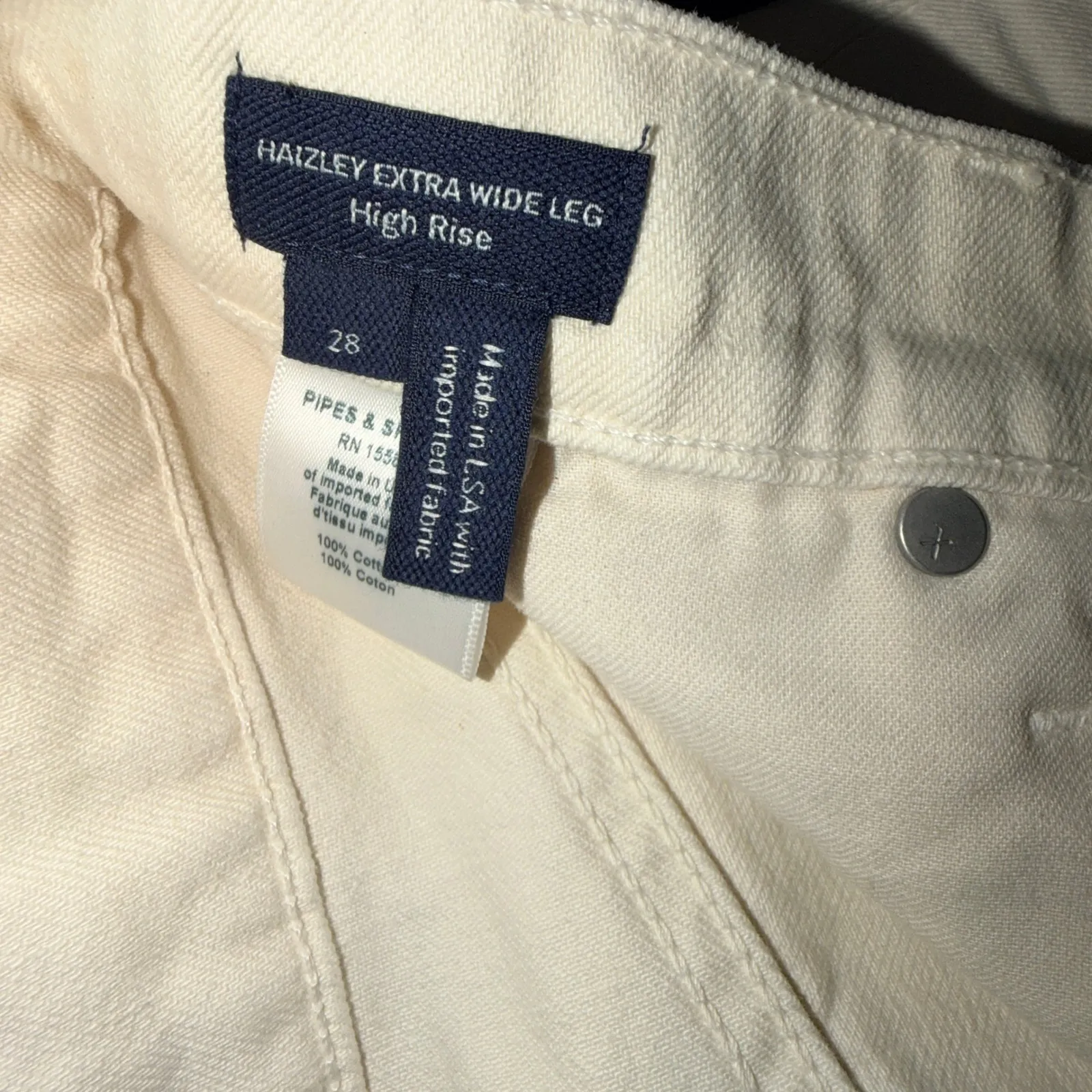 Veronica Beard Haizley Extra Wide Leg Jeans High Rise Ecru (Cream) Size 28 - Image 10