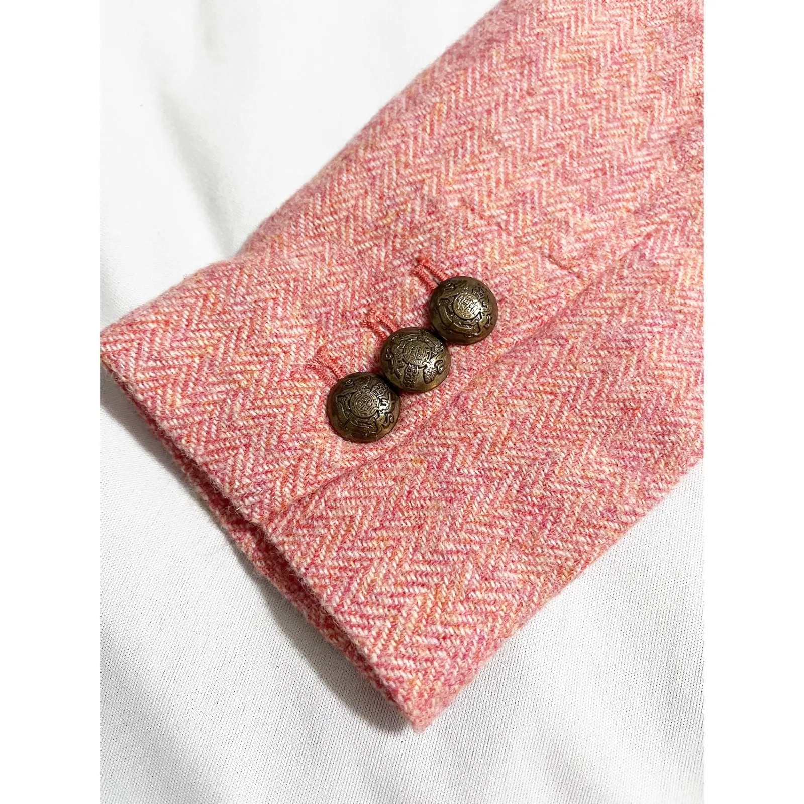 Talbots Herringbone Shetland Wool Blend Blazer Womens Size 2 Button Front Coral‎ - Image 6