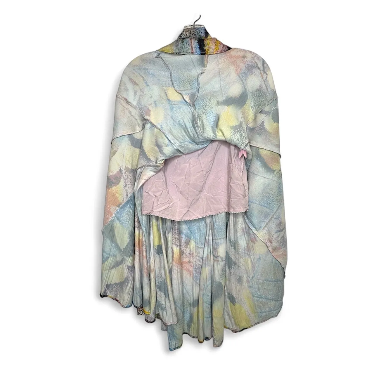 Anthropologie A-Line satin feel vibrant colorful Watercolor midi skirt Size 0 P - Image 10