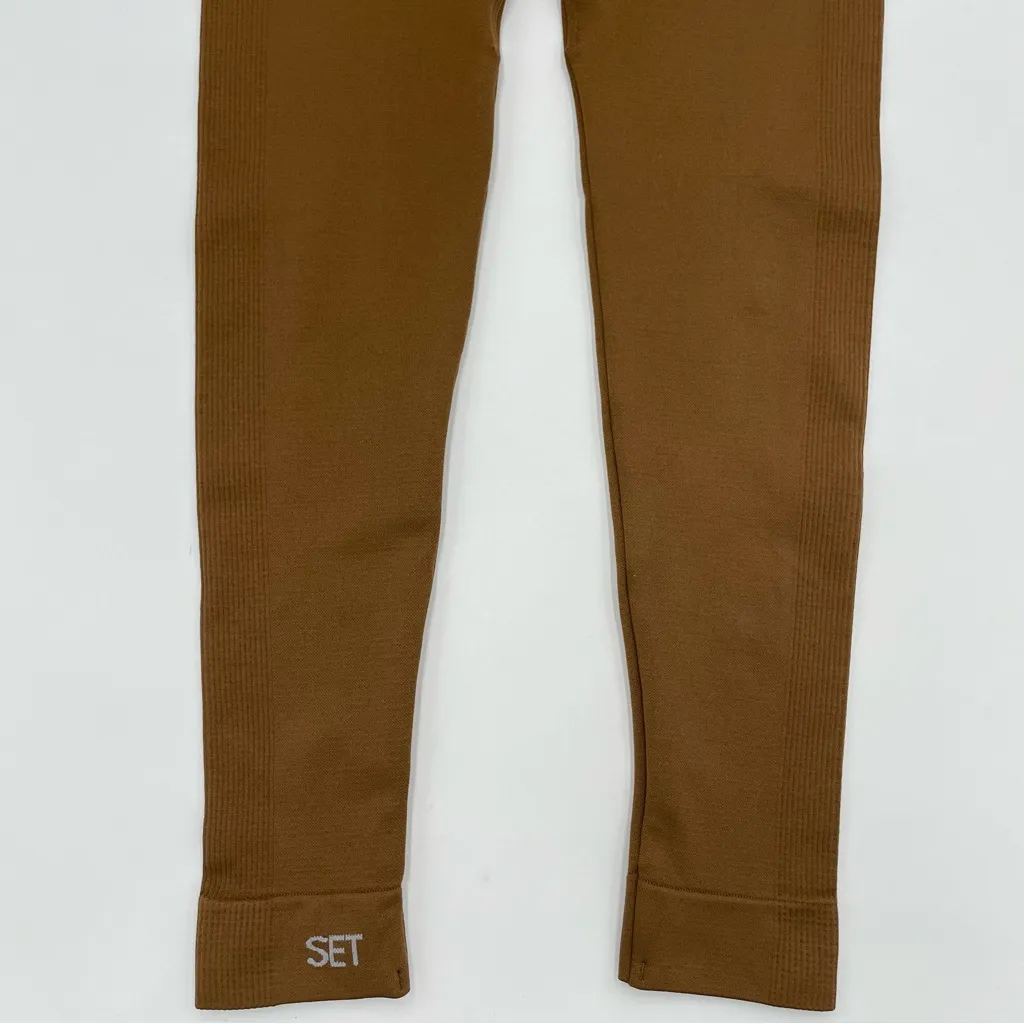 Set Active Leggings Brown Women Size XS Running Yoga Athletic Micro Fiber Nylon - Image 7