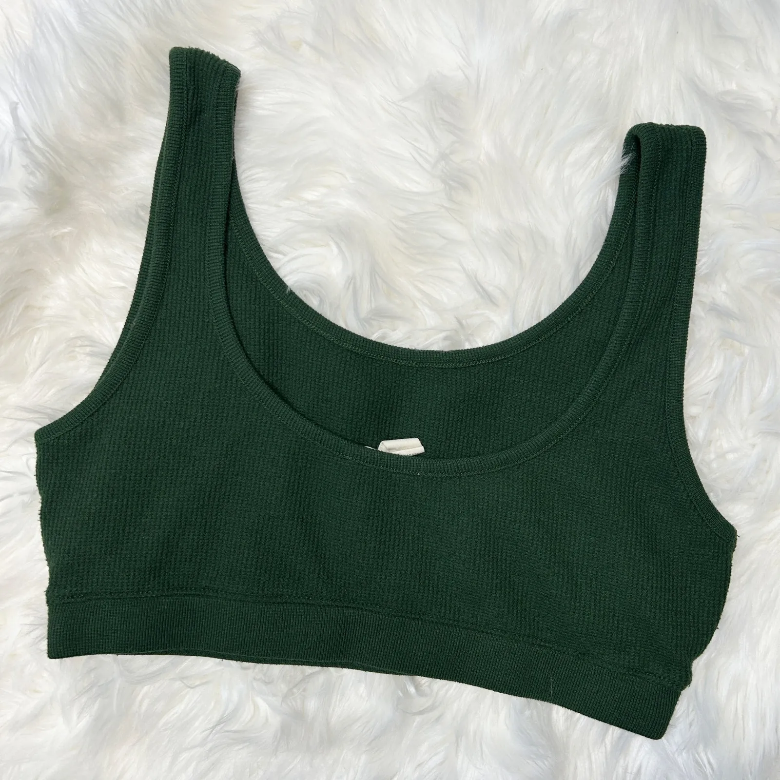 MADEWELL Bralette Womens Size Large Waffle Knit Cozy Comfy Forest Green Casual - Image 3