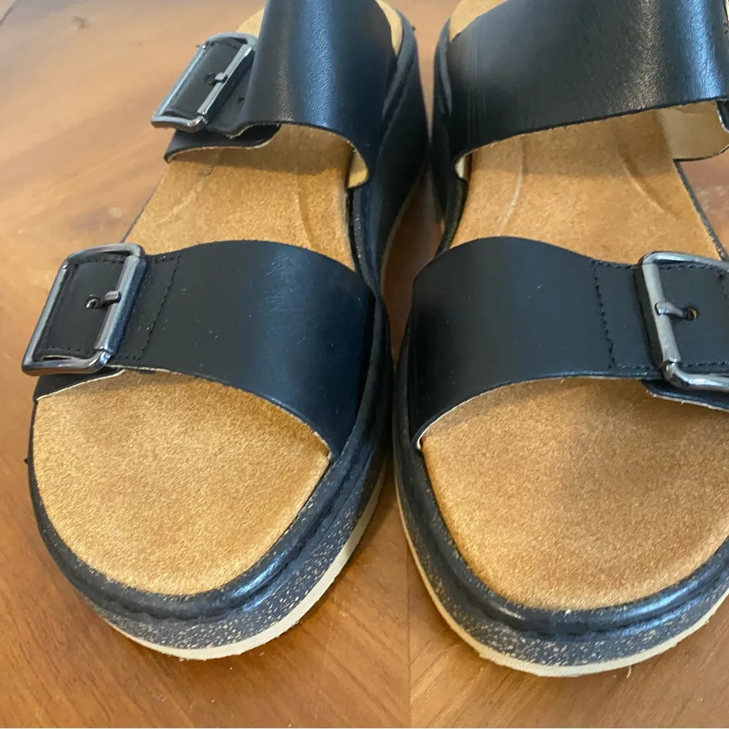 Pikolinos Calfskin Leather Sandal Shoes Black Size 7 - Image 5