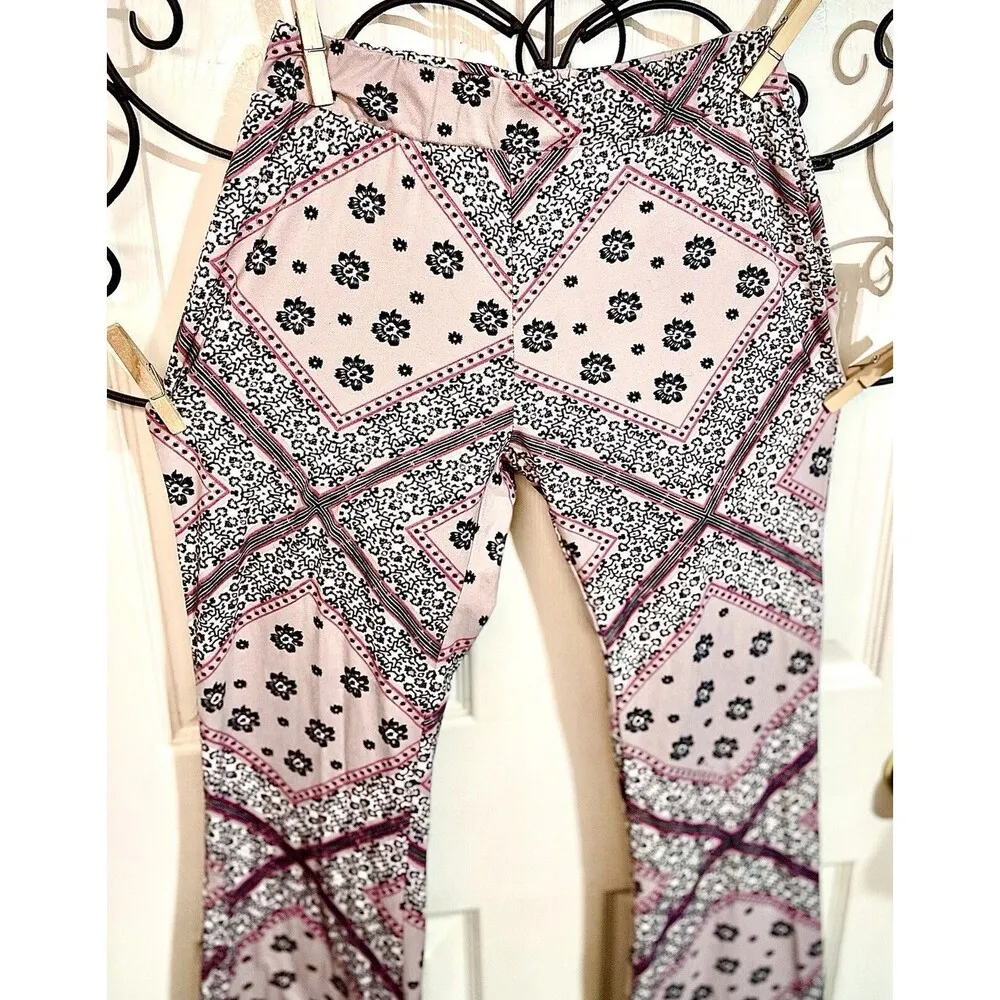 Ladies ShoSho Pants Size Sm Wide Leg Bell Bottom Pink Purple Boho Buttery Soft - Image 2