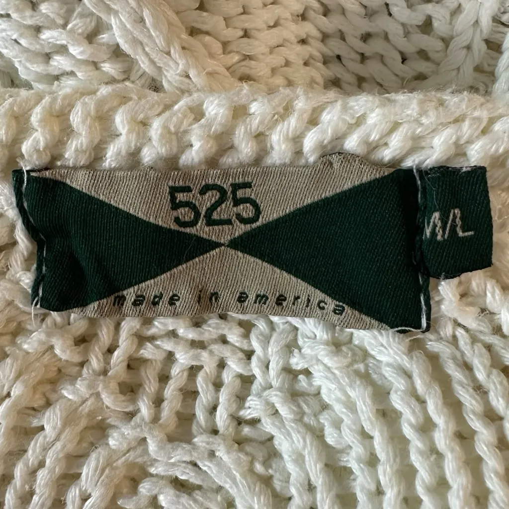 Vintage 90s 525 America Cable Knit Sweater in Ivory Natural Size Medium Large - Image 4