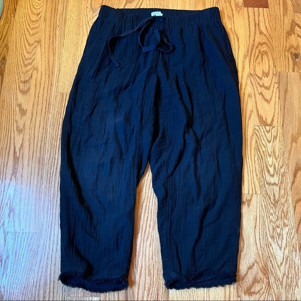 Eileen Fisher Organic Cotton Wide-Leg black Pant size medium petite - Image 2