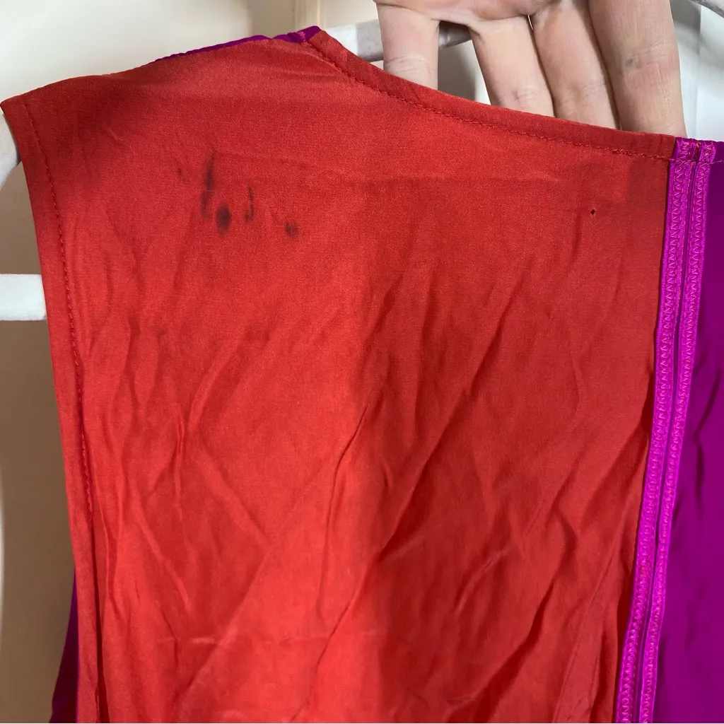 Amur Lotta Maxi Dress Colorblock Drawstring Ruched Silk V - Image 7