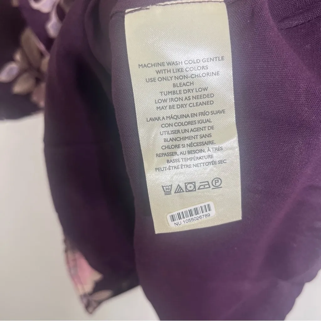 Free People Portia Printed Mini Dress Linen Blend Purple Floral XS - Image 8