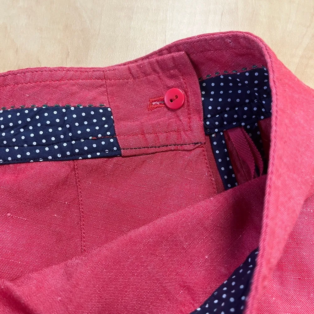 Anthropologie Postmark Red Chambray Tiered Wrap Skirt Linen Silk Blend Sz 4 Y2K - Image 8