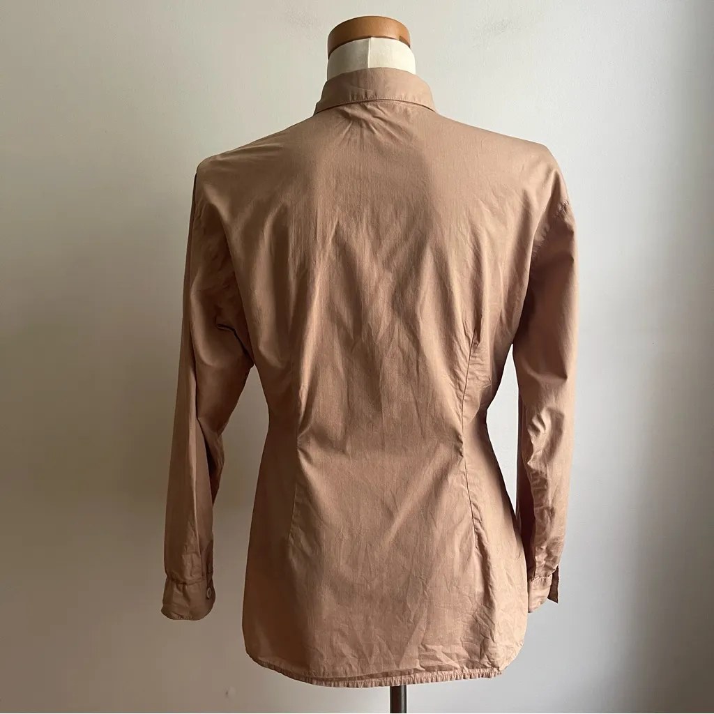 Vintage 80s Georges Marciano GUESS Shirt Button Collar Brown Cotton USA Made 3 - Image 3