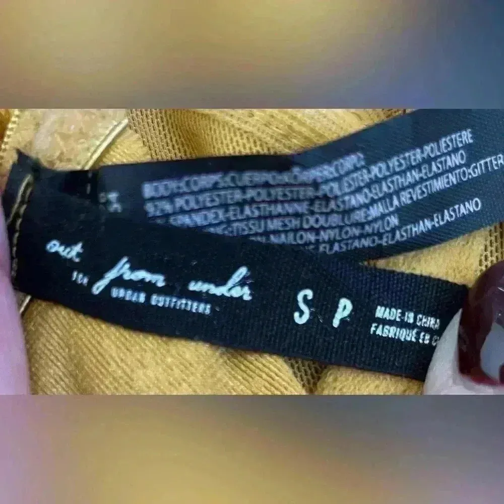 Urban Outfitters Women's Yellow and Gold Corset Top With Boning; size S - Image 4