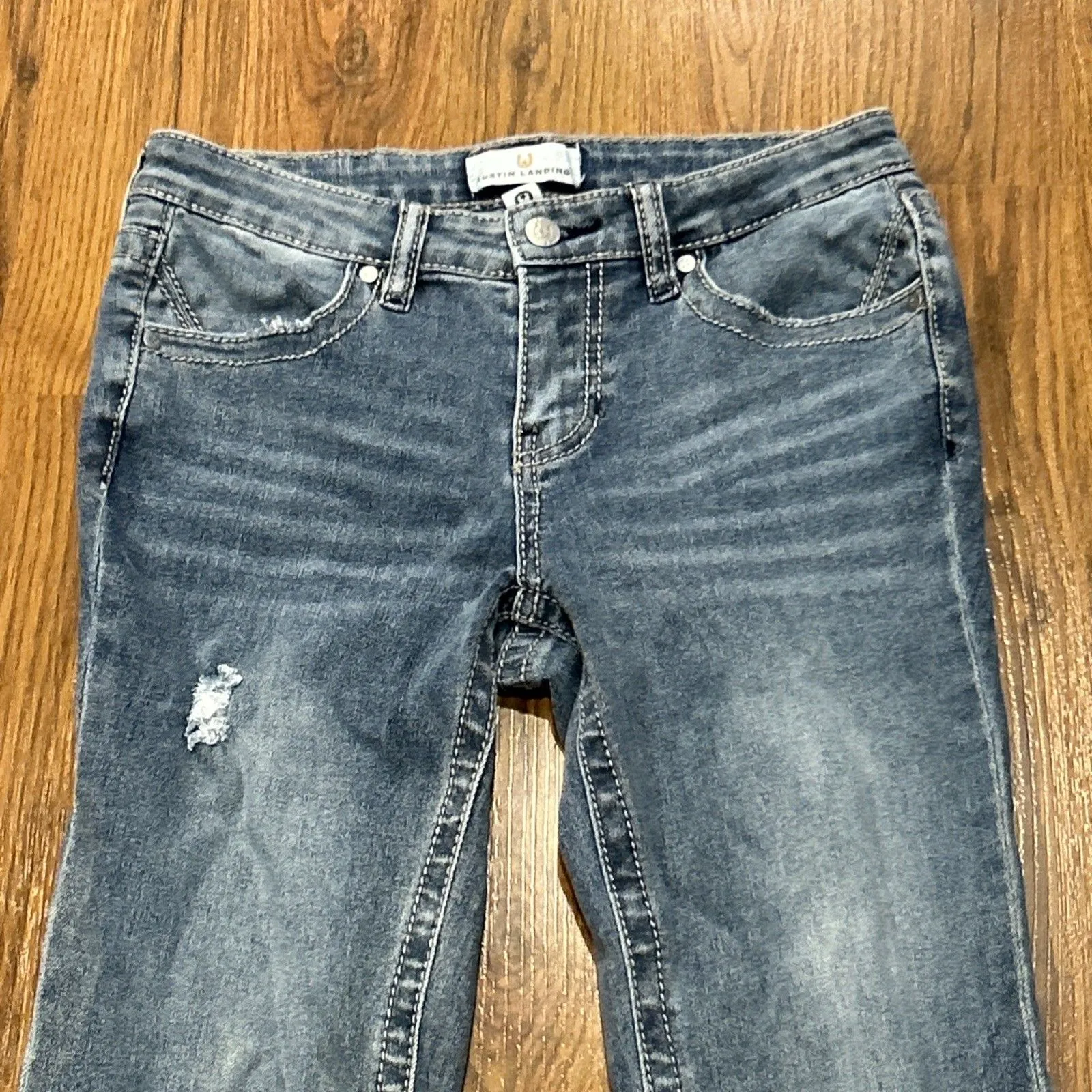 Austin Landing Jeans Junior Womens 3 Rhinestone Star Pockets Western Flare Rodeo Blue Size undefined - Image 2