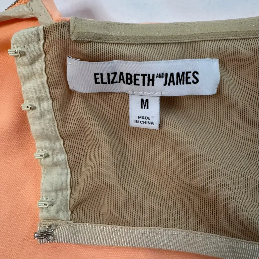 Elizabeth & James Sunwashed Orange Ponte Knit Strapless Addilyn Crop Top Size M - Image 7