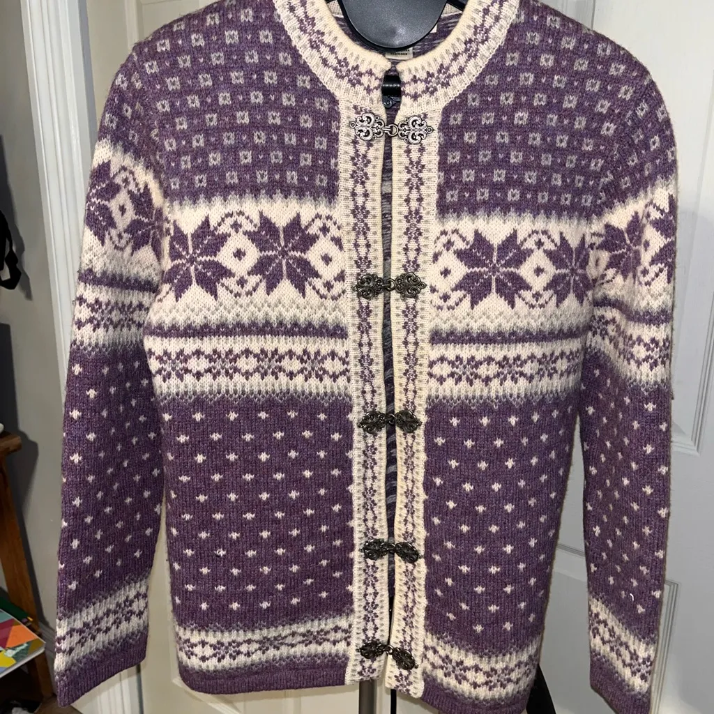 Susan Bristol fair aisle, wool sweater, cardigan, size extra small - Image 8