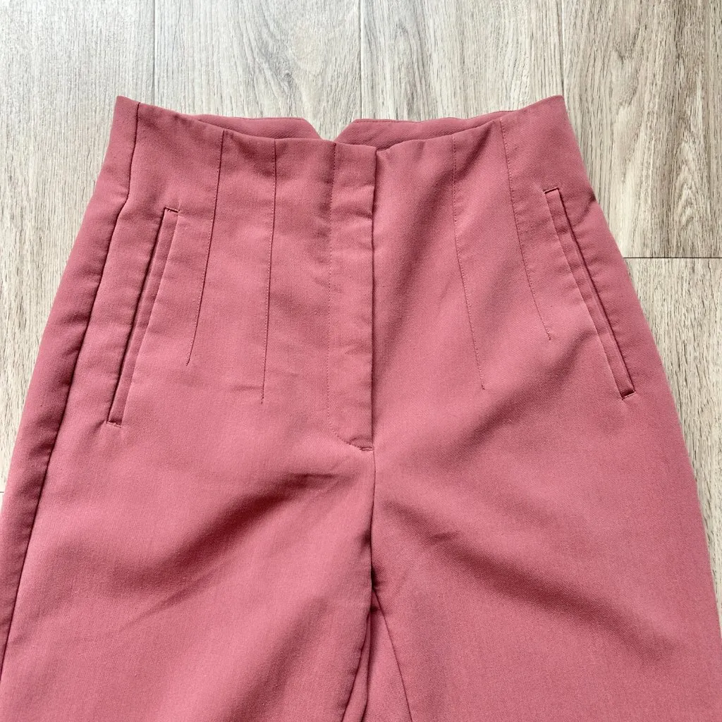 Zara Women's High Waisted Pleated Ankle Trousers in Rose Pink Size S - Image 6