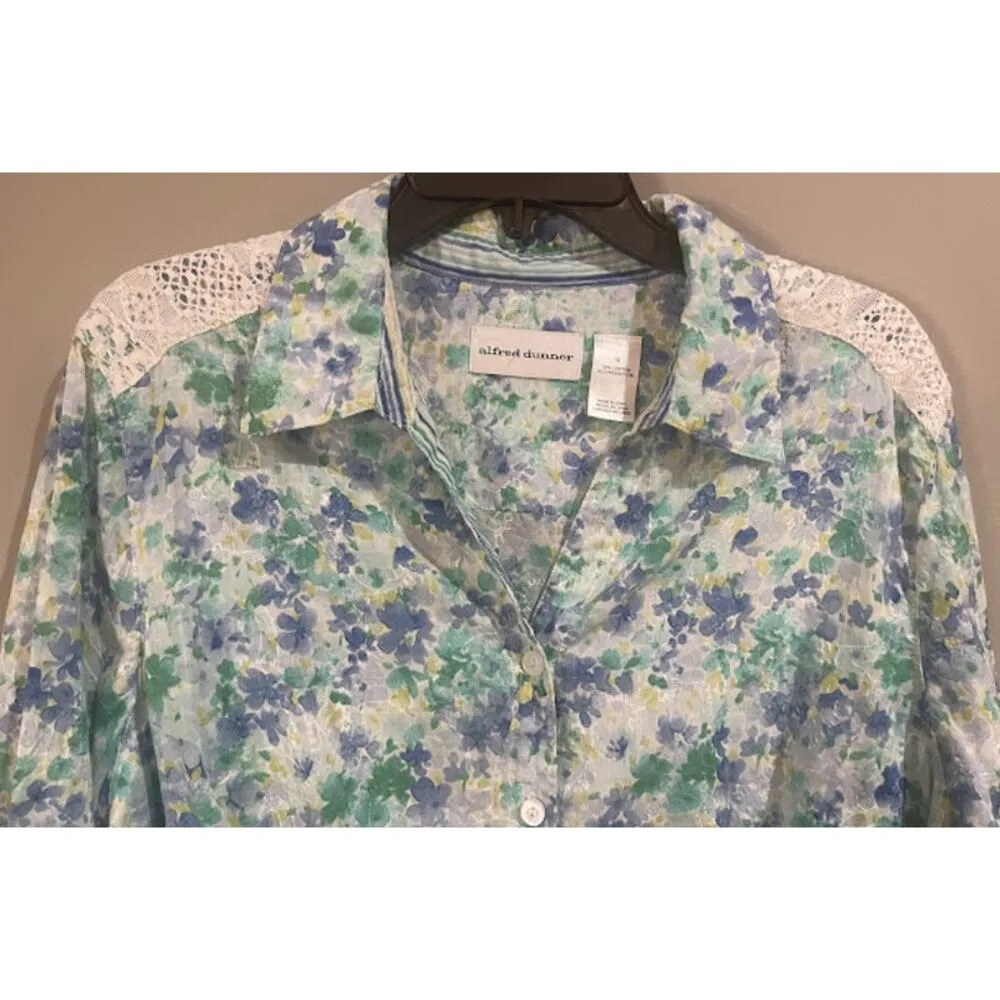 Alfred Dunner Floral Print Lace Blouse - Size 18 - Image 2