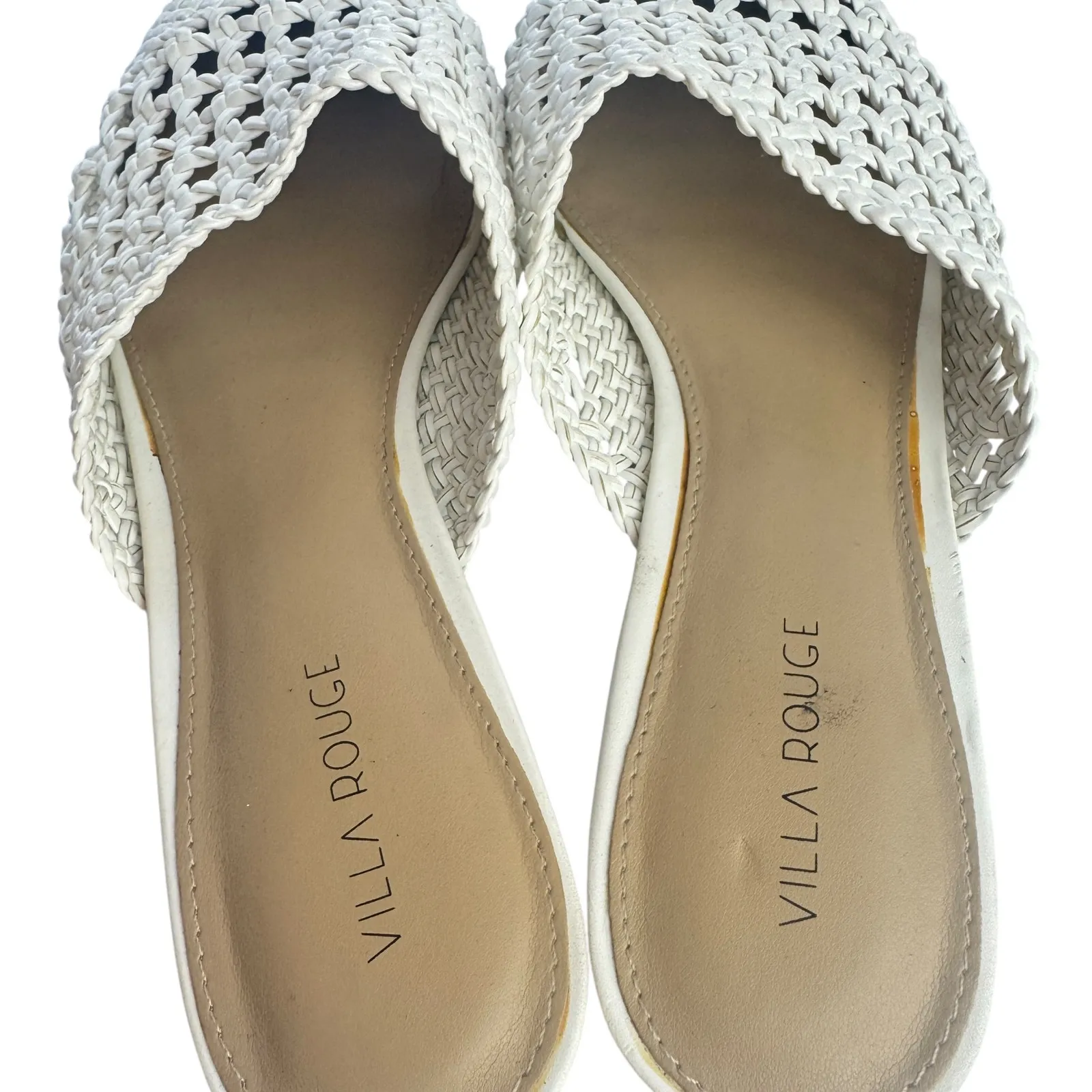 Villa‎ Rouge White Woven Mule Sandals Slide - Image 11