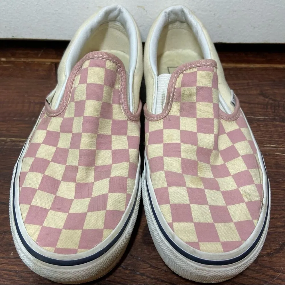 Vans checkered slip on shoes pink checkered girls W5.5 M4 - Image 2