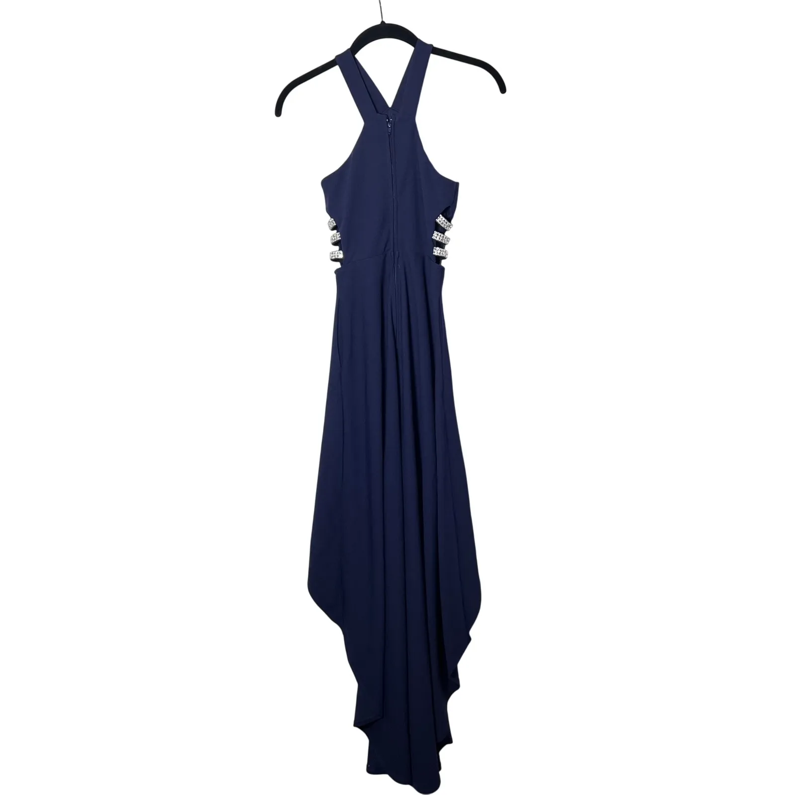 Speechless Navy Blue Halter High Low Rhinestone Side Cutout Formal Dress Size 0 - Image 6