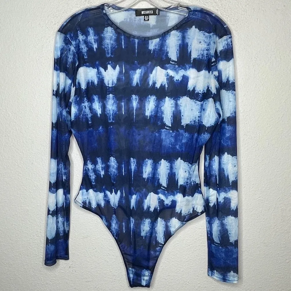 Missguided Bodysuit‎ Blue Tie Dye - Image 6