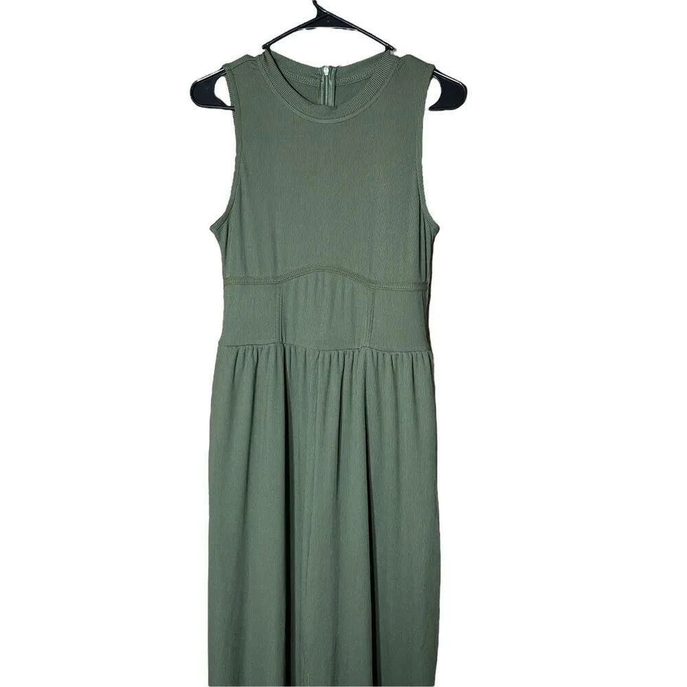 Cider  Solid Green Sleeveless Wide Leg Jumpsuit - Image 2