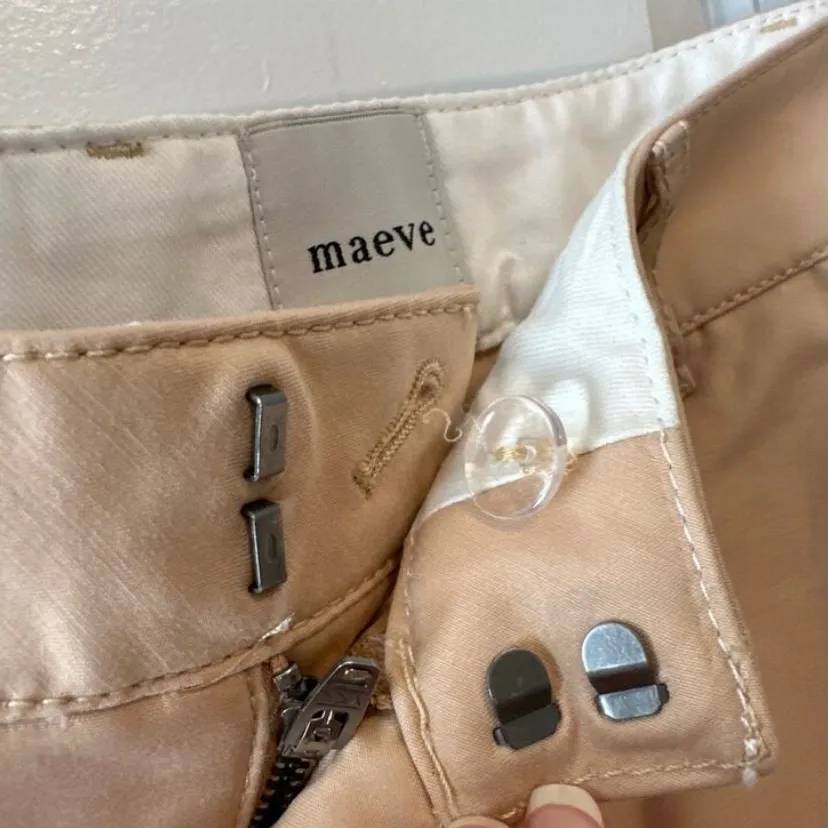 Anthropologie Maeve Curved Cropped Chino Pants Barrel Leg Pants 4 Khaki - Image 6