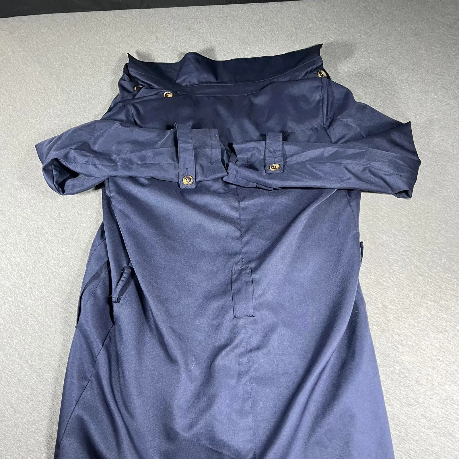 Hotouch Women's Medium Navy Blue Trench Coat 100% Polyester Buttoned Coat Jacket - Image 4