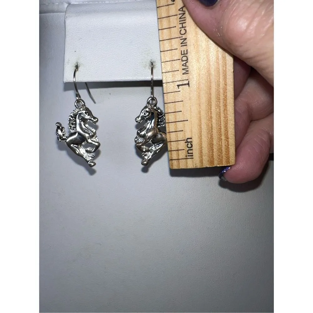 Silver Tone Dainty Horse Dangle Earrings - Image 5
