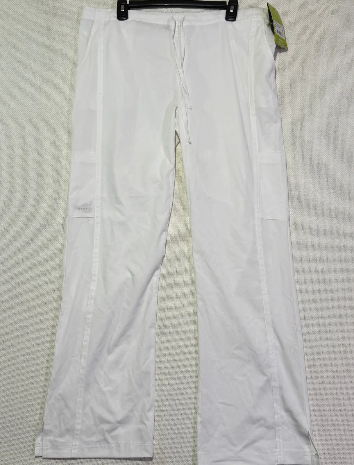 Dansko Gina White Stretch Woven Large Tall Scrub Pants P05T01W000 Women's - Image 1