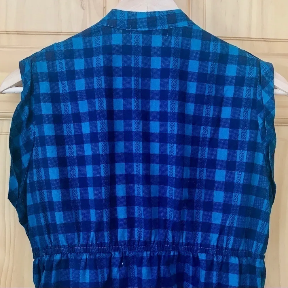 Vintage l.e.i. sleeveless plaid babydoll tunic top vest size large - Image 6