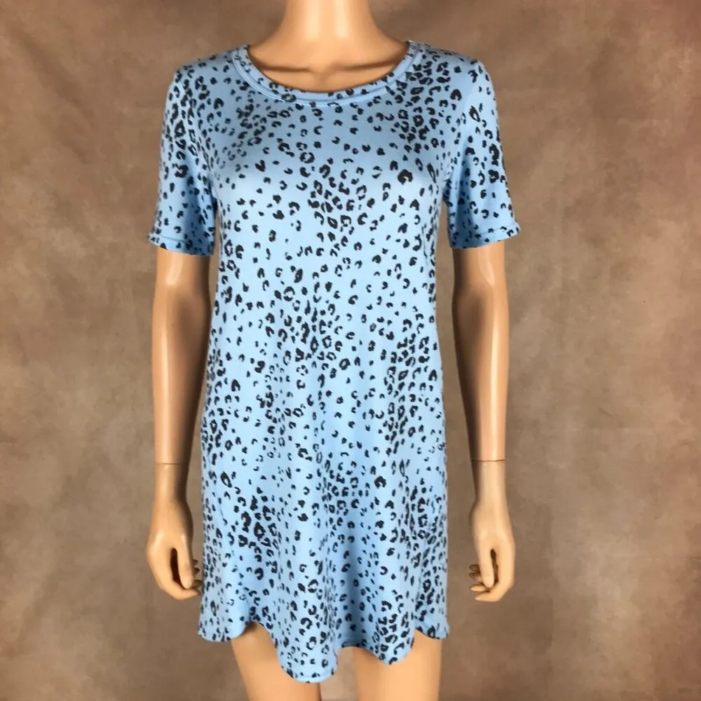 Blue Cheetah Print Pajama Shirt Dress NWT XS - Image 6