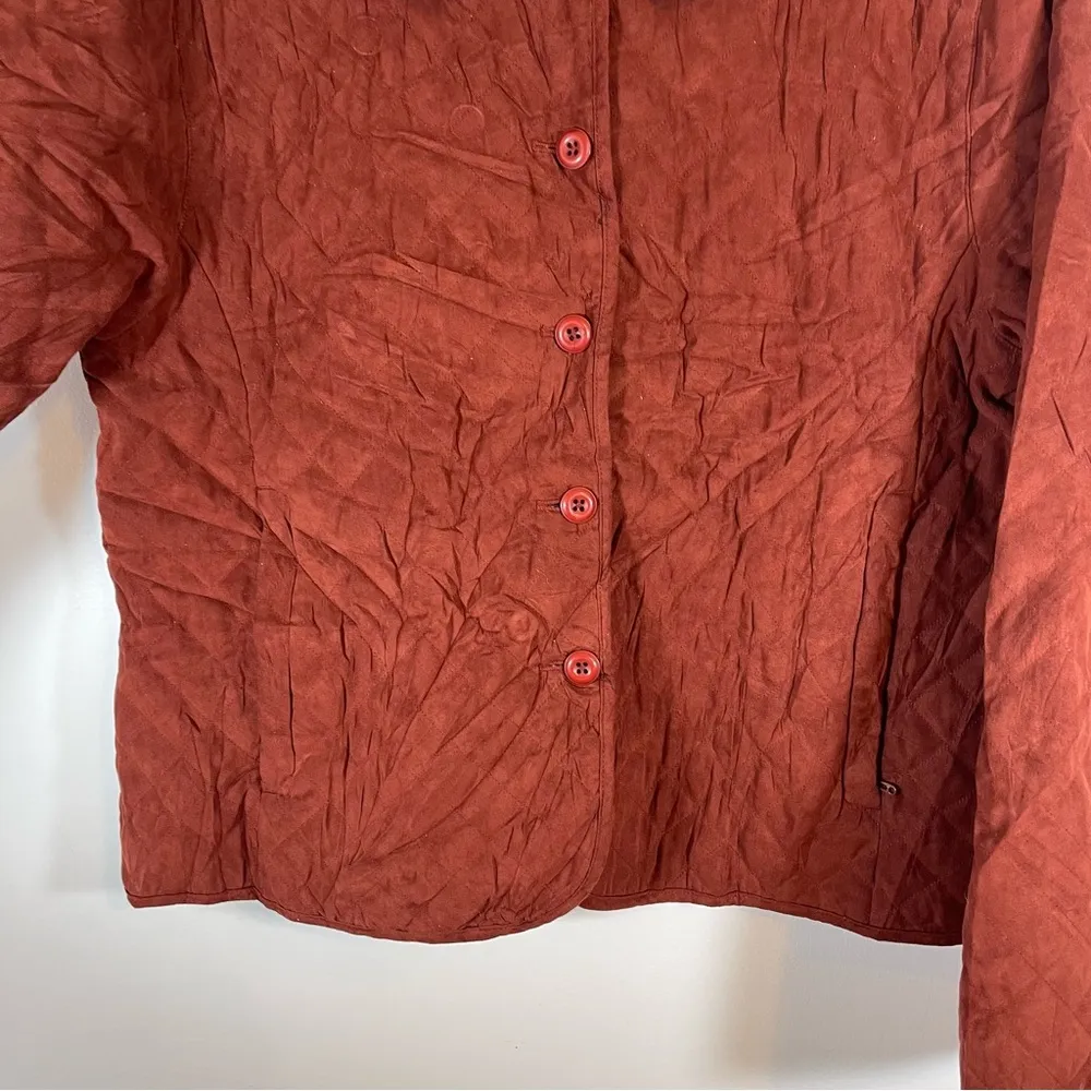 Cabela's  Quilted Burgundy Jacket Womens Collared Button Down Lined Size Large - Image 4