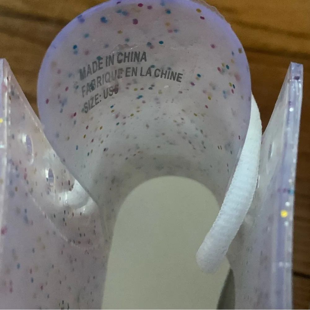 Urban Outfitters Rainbow Glitter Clear Plastic Lace Up Boots Women's Size US 6 - Image 9