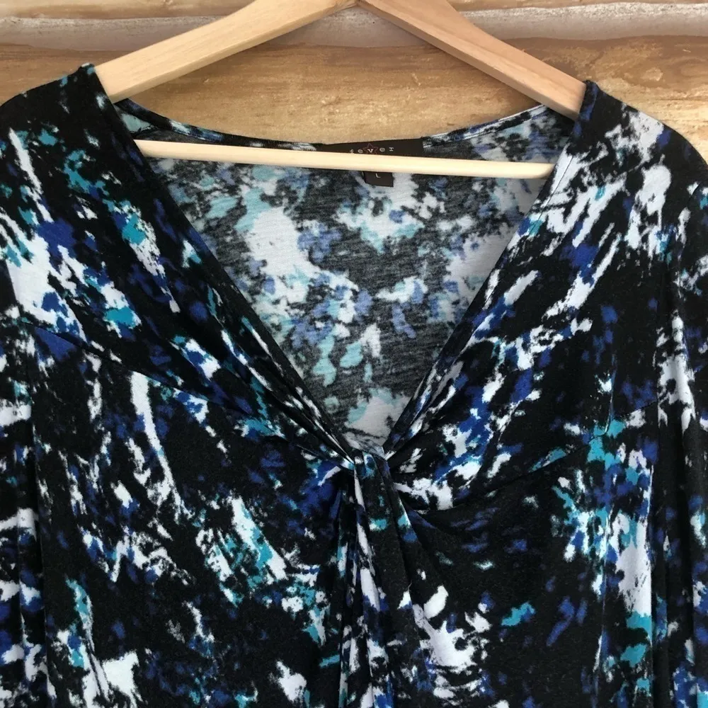 FEVER abstract print 3/4 sleeve v - Image 3