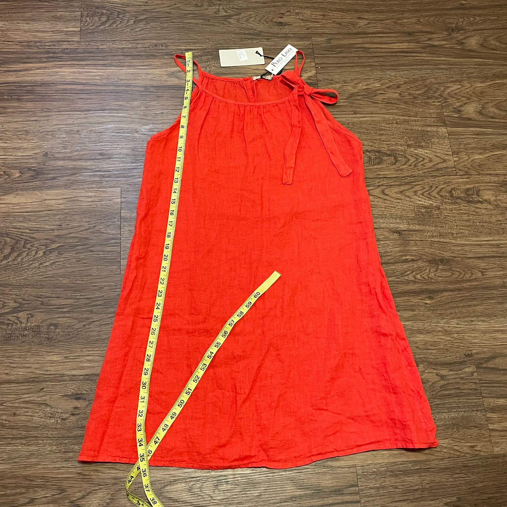 NWT Lungo L’arno Sleeveless Linen Dress with Bow Detail Size Medium Poppy  - Image 11