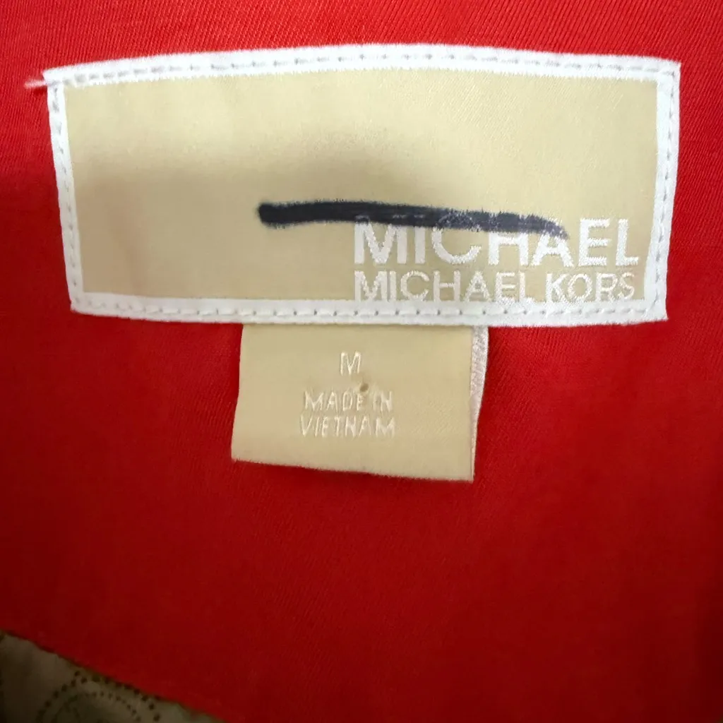 MICHAEL Michael Kors Red Belted Trench Coat Rain Jacket Hooded Size M Medium - Image 11