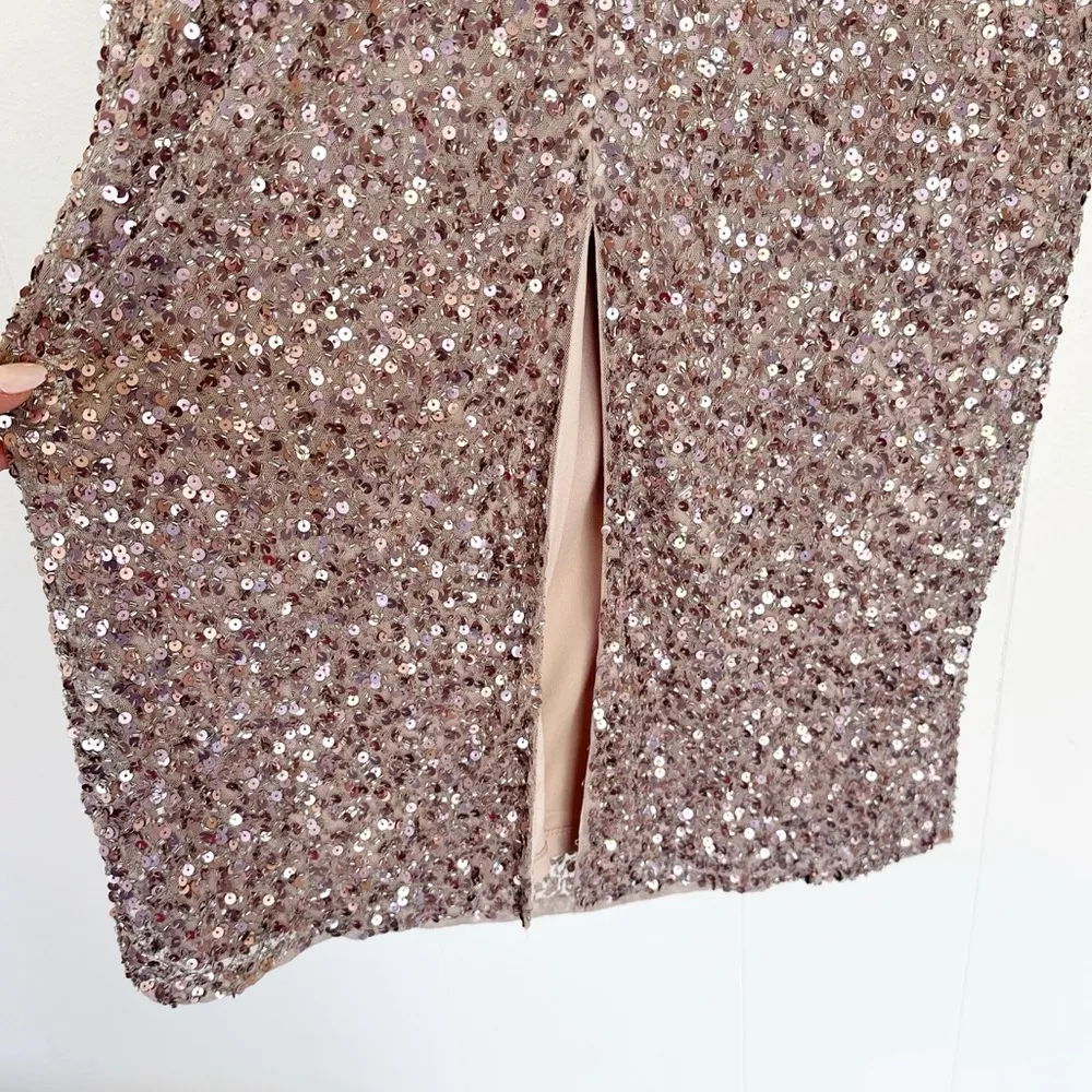 NWOT MAC DUGGAL Sleeveless Sequined Midi Sheath Dress Rosewood  8 - Image 10
