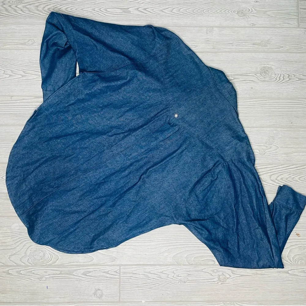 Iif vintage 80s tassel western blue jean button up long sleeve shirt petit Size L - Image 5