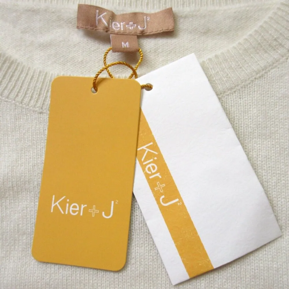 NWT Kier + J C'est La Vie Cashmere Crewneck in Ivory Pullover Sweater M Size M - Image 3