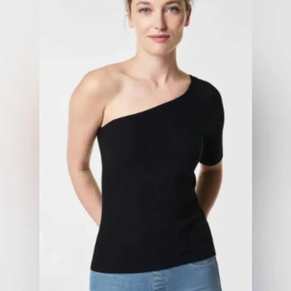 SPANX Black Rib One Shoulder Top NWT‎ Size XL - Image 2