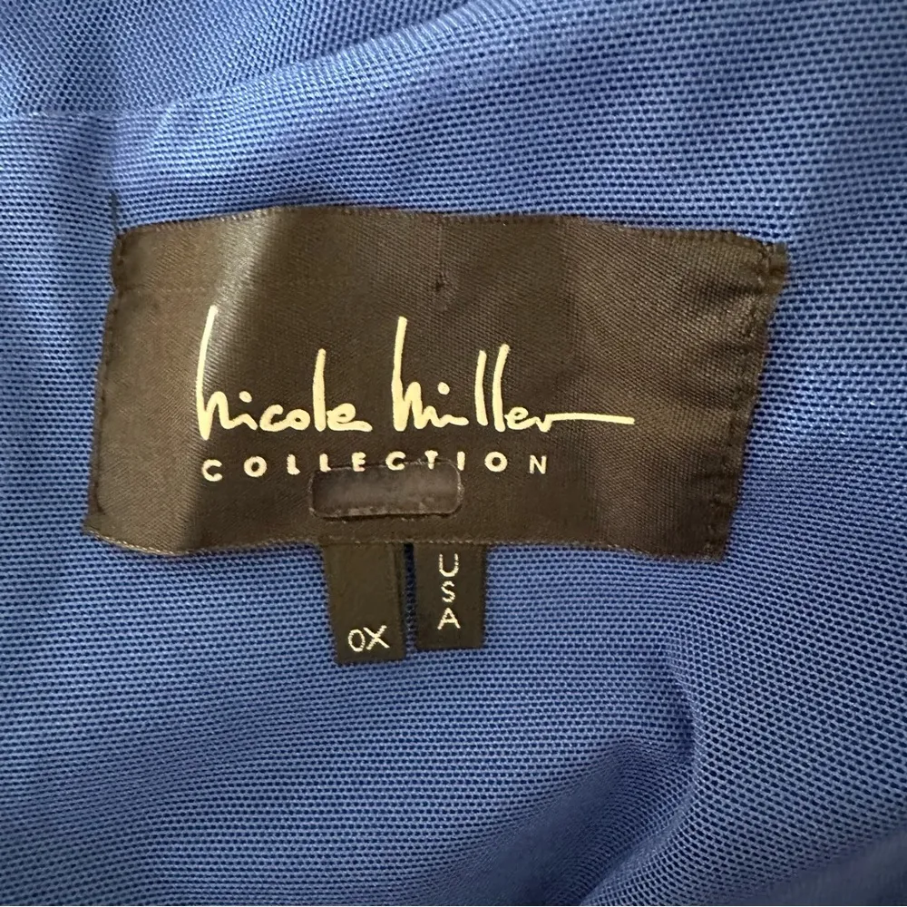 Nicole Miller Blue Stephanie Dress size 0X Sleeveless Stretch Faux Wrap - Image 9