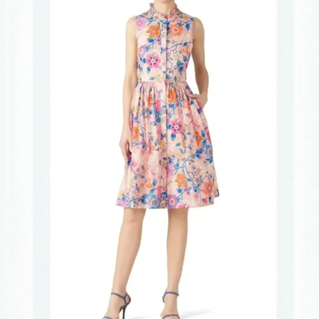J.Crew Liberty of London Pavilion Floral Print Ruffle Neck Sleeveless Dress - Image 3