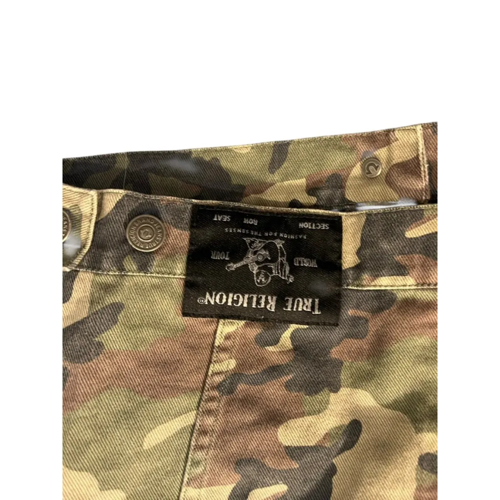 True Religion Size Medium Camo Green Denim Jacket Women's Casual Green Cotton - Image 8