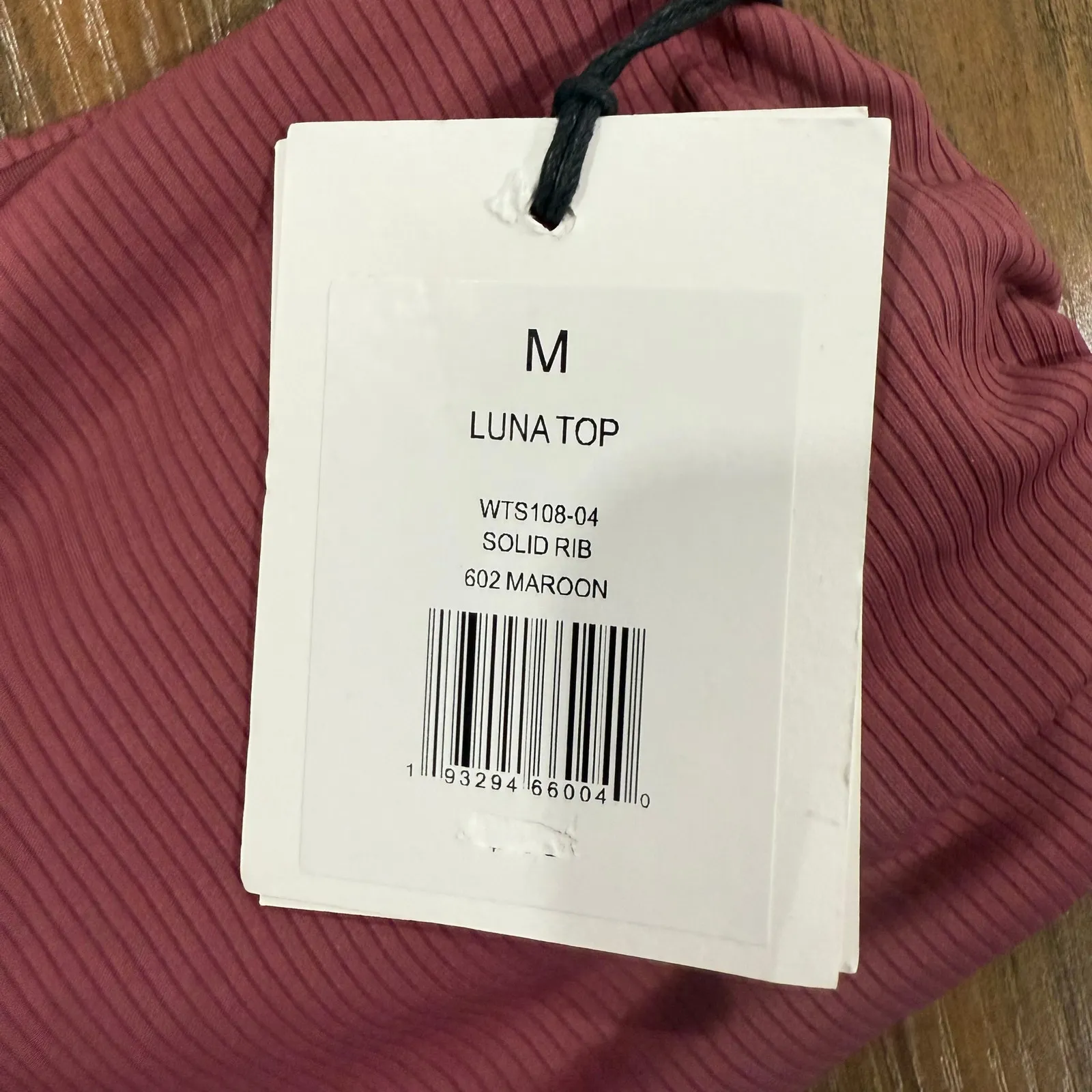 ONIA Luna Ribbed O-ring Bandeau Bikini Top Maroon Casual Medium - Image 4