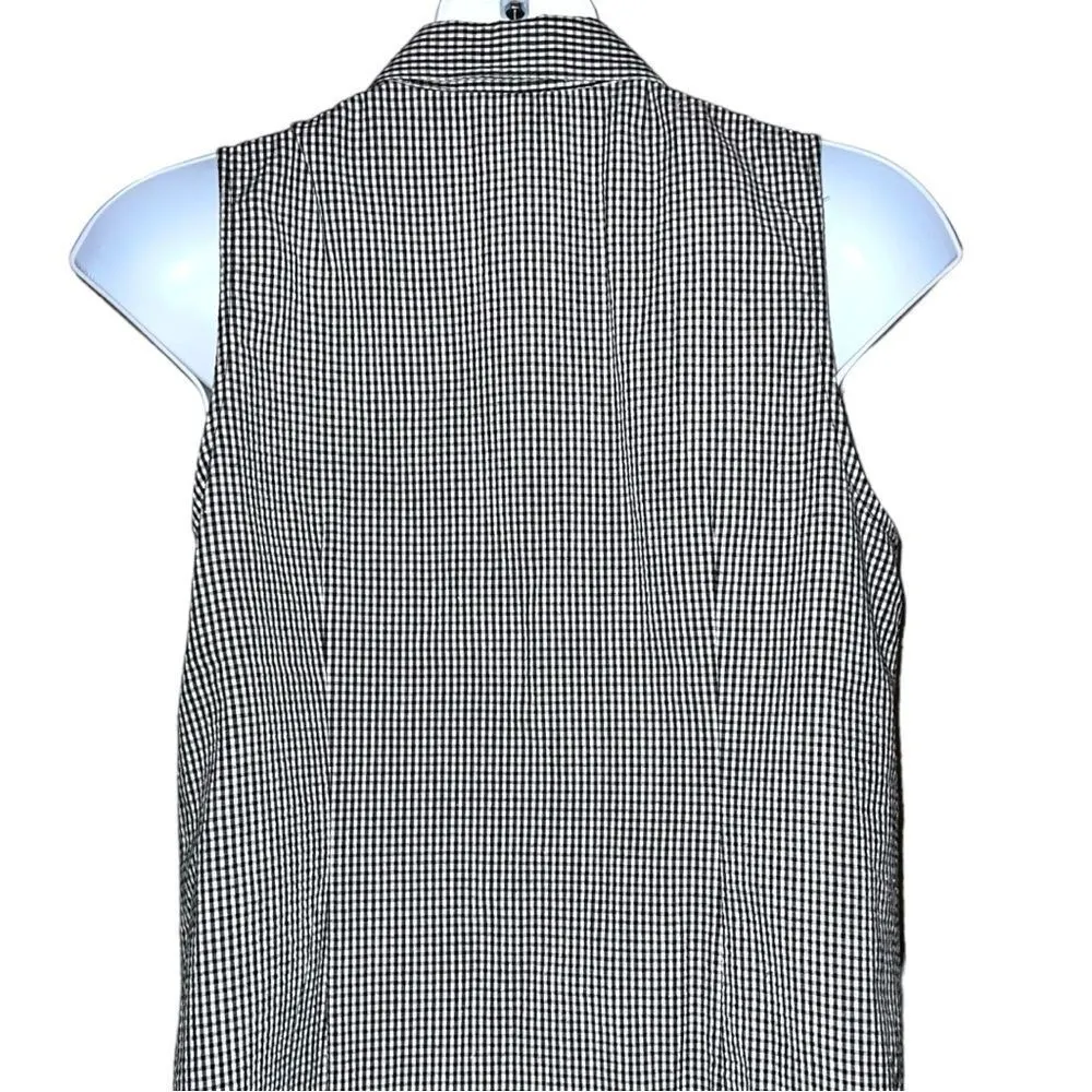 CJ Banks cute sleeveless black and white checkered top with ruffle up front! - Image 6